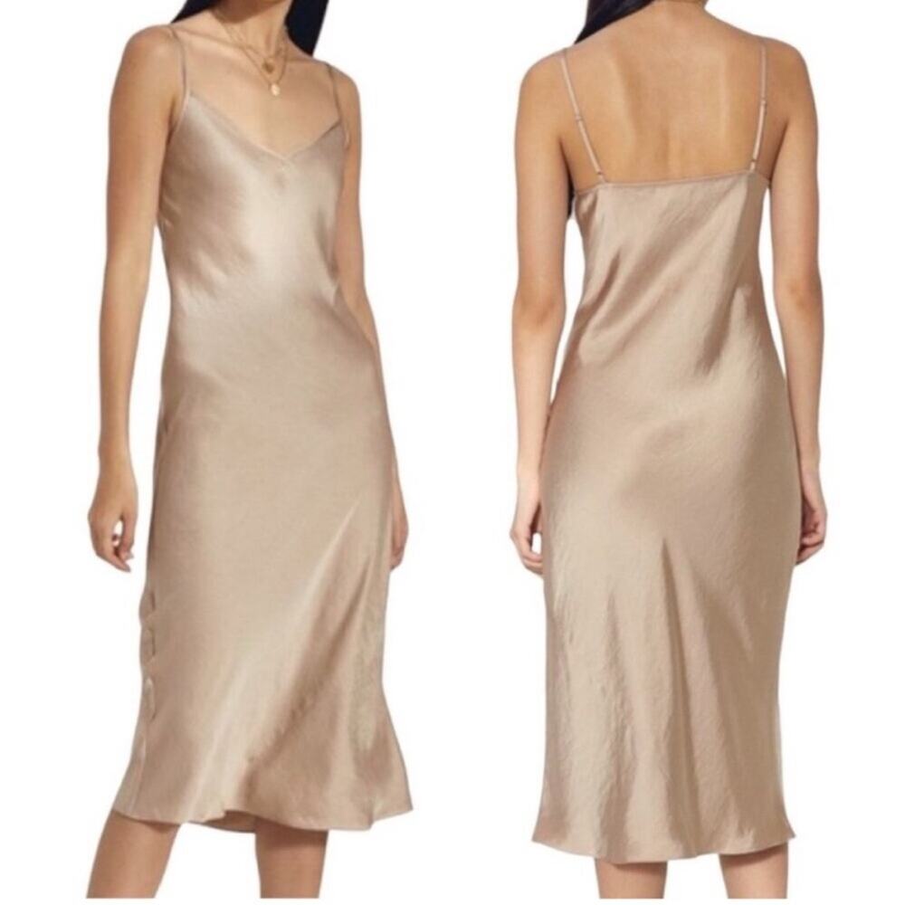Wilfred Satin Midi‎ Slip Dress Small Champagne Color